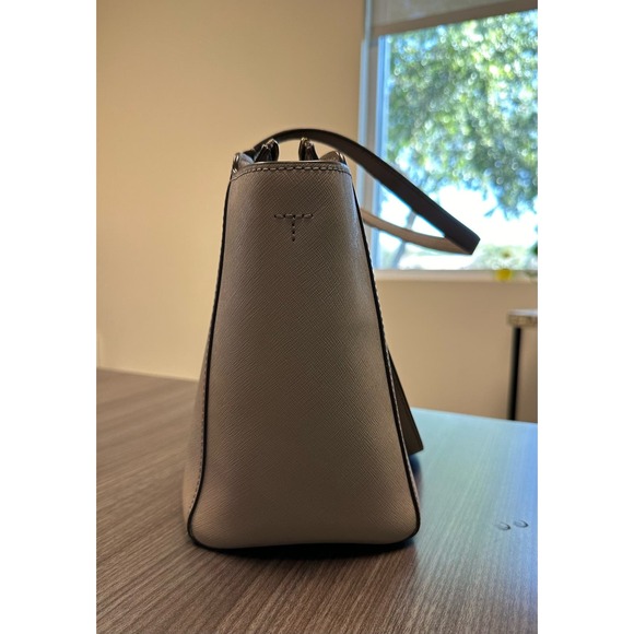 Tory Burch Women's 64188 Emerson Small Top Zip Saffiano Leather Tote French Gray - Picture 5 of 12